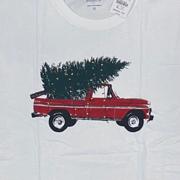 **NWT J. Crew Men's White W/Truck and Christmas Tree Graphic T-Shirt - SIZE M - Picture 3 of 7